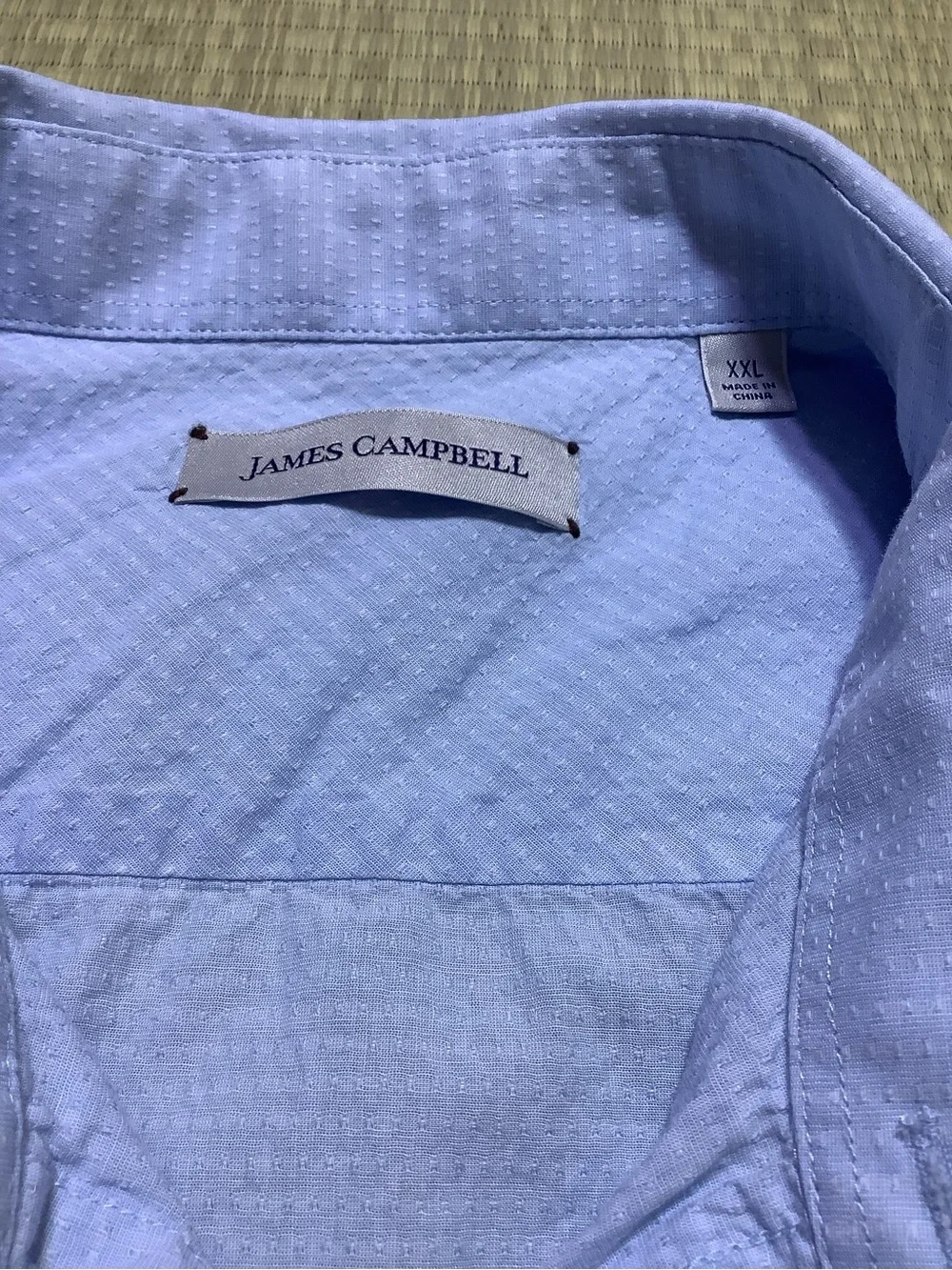 James Campbell Classic Puckered Light Blue Men's Button-Up Shirt